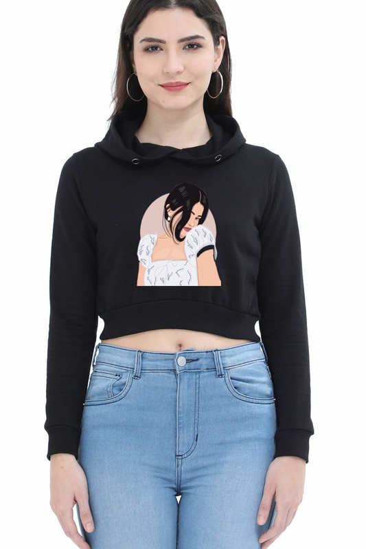 Printed Crop Hoodie